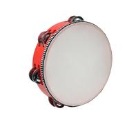 ICDKOYK Hand Held Drum Bell Birch Metal Jingle Percussion Excellent Addition To Dance Sessions Church Can Clear And Crisp Sound. Featuring Double Row Jingle Bells For Bright And, Red, 8 inch