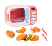 ICDKOYK Kids Mini Kitchen Toy Interactive Set Kitchen Toys For Girls Microwave Set Fun Cooking Pretend Play Food Accessories Fake Baby Food Pretends Play Microwave For Kids , Pink , 13 pcs