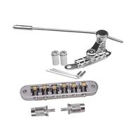 ICDKOYK LP SG Guitar Bridge Stop Bar Tailpiece Tremolo Features Fixed Bridge And Adjustable Roller Saddles For Stability 6String Tailpiece Tremolo Roller Saddle, Silver, 25x10cm
