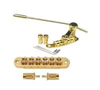 ICDKOYK LP SG Guitar Bridge Stop Bar Tailpiece Tremolo Features Fixed Bridge And Adjustable Roller Saddles For Stability 6String Tailpiece Tremolo Roller Saddle, Gold, 25x10cm