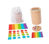 ICDKOYK Shape Blocks Toy Box Early Development Toy Stimulates Fine Motor Skills While Promoting Color Recognition Through Play Color Shape Sorting Wooden Activity Center, Style B