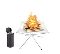ICDKOYK Wood Burning Fire Portable Camping Grill Folding Stand,lagre | Durable Stainless Steel Construction Foldable Legs Carry Bag Included For Beach Patio And Garden