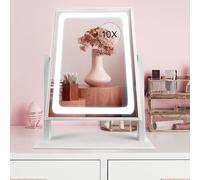 ICDLTJ Vanity Mirror with Lights, Desktop Makeup Mirror with Detachable 10x Magnification 360°Rotation Touch Control Brightness and 3 Color Lighting Modes for Bedroom