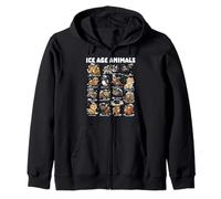 Ice Age Animals Cute Cartoon Prehistoric Animals Zip Hoodie