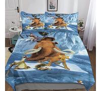 Ice Age Duvet Cover Set 3D Bedding Set Animation Comforter Cover Set Bedspread Cover Microfiber 3 Piece Set Quilt Cover with Zipper Closure Soft Double（200x200cm）