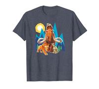 Ice Age Manfred Diego Sid and Scrat Cutout Mountains T-Shirt, Men, Heather Blue, X-Large