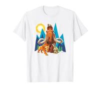 Ice Age Manfred Diego Sid and Scrat Cutout Mountains T-Shirt, Men, White, 6X-Large