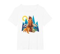 Ice Age Manfred Diego Sid and Scrat Cutout Mountains T-Shirt, Women's Plus, White, 2X