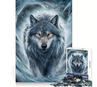 Ice Age Wolf Jigsaw Puzzles for Teenagers 1000 Pieces Recall Boost Sharp Cut Real Challenge Wall Art (38x26cm)