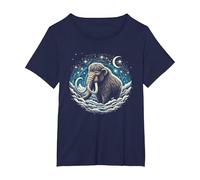 Ice Age Woolly Mammoth Starry Night Cool Mammoth Costumes T-Shirt, Women's Plus, Navy Blue, 3X