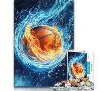 Ice And Fire Basketball 1000 Piece Jigsaw Puzzles for Adults,Stress Reliever Difficult Challenge Suitable for Desktop Decoration (38x26cm)