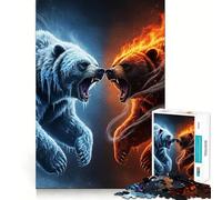 Ice And Fire Bears Confrontation Jigsaw Puzzles for Adults 1000 Pieces Logic Skill Decompress Family Bond Great Gift (38x52cm)