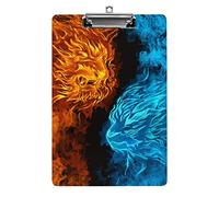 Ice and Fire Cool Tiger A4 Size Clipboard Funny Aesthetic Working Studying Letter Standard Clip Board 12.5×8.5 in Hardboard for School Classroom Kids Writing Drawing