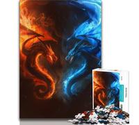 Ice And Fire Dragon 1000 Piece Jigsaw Puzzle for Adults Teens,Stress Reliever Difficult Challenge Deal As Gifts for The Whole Family 50x75cm