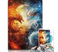 Ice And Fire Dragon 1000 Pieces Jigsaw Puzzles For Teens And Adults,Help The Brain Exercise Addictive Toys to Cultivate Patience Suitable for Couples 50x75cm