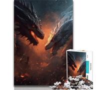 Ice And Fire Dragon Jigsaw Puzzles for Adults 1000 Piece Puzzle,Family Game Stress Reliever Difficult Challenge Artists Collection,Fine Art 50x75cm