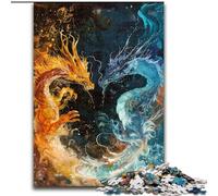 Ice And Fire Dragon Jigsaw Puzzles for Teenagers 1000, Pattern Assembly Deal As Gifts for The Whole Family Suitable for And 14 (26x38cm)