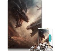 Ice And Fire Dragon Jigsaw Puzzles for Teenagers,Help The Brain Exercise Addictive Toys to Cultivate Patience A Work of Art 50x75cm