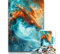 Ice And Fire Dragon Jigsaws 1000 Pieces for Teenagers,for Educational Game Challenge Toy for Is Ideal As A Gift for The Whole Family (38x26cm)