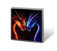 Ice And Fire Dragon Square Badge Funny Button Pins Brooch