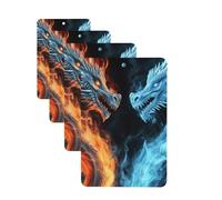 Ice And Fire Dragons Car Air Fresheners 4 Pcs Funny Hanging Car Air Fresheners Cute Long Lasting Scented Mirror Hanging Decoration Ornaments Gift For Men Women Rectangle