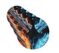 Ice And Fire Dragons Car Air Fresheners 4 Pcs Funny Hanging Car Air Fresheners Cute Long Lasting Scented Mirror Hanging Decoration Ornaments Gift For Men Women Round Shape