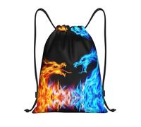 Ice And Fire Dragons Drawstring Backpack Water Resistant String Bag Sports Gym Sack For Men Women