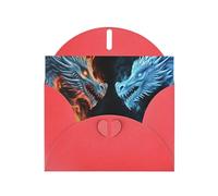 Ice and Fire Dragons Holiday Cards | Double Sided Glitter Cardstock | Christmas, Birthday, Valentine's Day, Wedding & Party Invitations | Envelopes Included