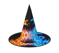Ice And Fire Dragons Printing Halloween Witch Costume Accessory Pointed Cap Witch Hat Foldable Halloween Hats 1 Pieces
