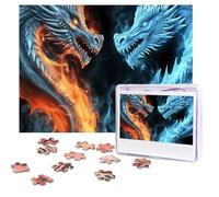 Ice and Fire Dragons Puzzles 500 Pieces Personalized Jigsaw Puzzles with storage bag Photos Puzzle for Adults Challenging Picture Puzzle for Men Women Home Decor (52x38 CM)