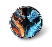 Ice And Fire Dragons Round Badge Personalized Lapel Brooch Lightweight Durable Tinplate Badge for Hat Clothes Backpack Pins Decor, Circular, Aluminum, aluminum alloy