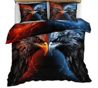 Ice and Fire Eagles Duvet Cover Set Falcon Duel Bedding Set National Bird Printed Bedding Quilt Cover for Bedding Decro, Ultra Soft Microfiber Hidden Zipper Bed Cover (135×200cm)