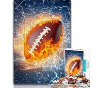 Ice And Fire Football Jigsaw Puzzles for Adults Teenagers Jigsaws Puzzle,Help The Brain Exercise Addictive Toys to Cultivate Patience A Work of Art (38x26cm)