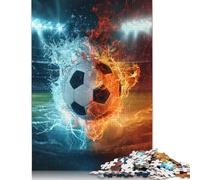 Ice And Fire Football Puzzle for Adults 500 Piece Jigsaw Puzzle Game Rectangular Jigsaw for Adults Age 18 Birthday Gifts 500pcs (52x38cm)