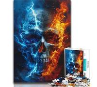 Ice And Fire Skulls 1000 Pieces Jigsaw Puzzle for Adults& Teens,Challenging Game And Family Play for Is Ideal As A Gift for The Whole Family (38x26cm)
