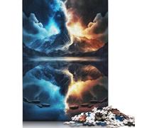 Ice And Fire Snow Mountain Jigsaw Puzzles for Adults 500 Piece Jigsaw Puzzles for Wooden Puzzles Challenging Game Family Activities 500pcs (52x38cm)