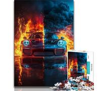 Ice And Fire Sports Car Adult Jigsaw Puzzles 1000 Pieces,Stress Reliever Difficult Challenge Deal As Gifts for The Whole Family (38x26cm)