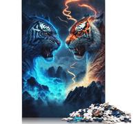 Ice And Fire Tiger Jigsaw Puzzles 1000 Pieces for Adults Jigsaw Puzzles for Adults 1000 Piece Puzzle Educational Games 1000pcs (75x50cm)