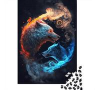 Ice And Fire Tiger Puzzle Family Fun Paper Rectangular Jigsaw Puzzle for Boy Or Girl 1000pcs (38x26cm)