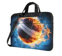 Ice and Fire Volleyball Laptop Bag, Computer Briefcase Gifts for Men Women, 360 Protective Laptop Shoulder Bag, Black, 14 inch