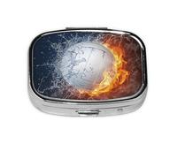 Ice and Fire Volleyball,Meta Pill Box 2 Compartment Medicine Case,Portable Organizer,Rectangle Meta Portable Organizer Pill Box 373 Compartment Medicine Case