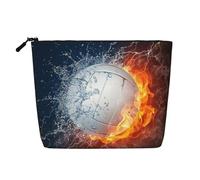 Ice and Fire Volleyball Printed Make up Bag for Women Makeup Bags Zipper Travel Cosmetic Bags Pouch Organizer