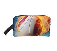 Ice and Fire Volleyball Printed Makeup Bag Travel Portable Cosmetic Bag Large Capacity Makeup Case Toiletry Handbag Organiser for Women