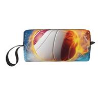 Ice and Fire Volleyball Printed Makeup Bag with Handle, Lightweight Portable Cosmetic Organiser for Travel, Gym & Daily Use â€“ Gift for Women Girls