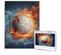 Ice and Fire Volleyball Puzzle for Adults 500 Pieces Personalized Jigsaw Puzzles from Photos, Challenging Puzzle Perfect for Game Nights, Wooden Puzzles Gift for Holiday Birthday