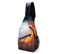Ice And Fire Volleyball Sling Bag Small Crossbody Bags with Adjustable Strap Durable Chest Bag for Hiking Travel