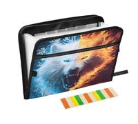 Ice and Fire Wolf Expanding File Folder A4,13 Pockets File Organiser, Paperwork A4 Plastic Wallet Document Storage Expander for School,Office and Home