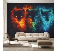 Ice and Fire Wolf Wallpaper Non-Woven 400x280 (W x H)