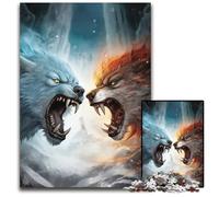Ice And Fire Wolves 1000Piece Jigsaw Puzzle paper Jigsaw Puzzles Perfect for Halloween Christmas Birthday Gift 1000 PCS(38x26cm)