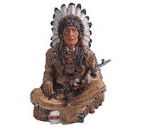 ICE ARMOR 14'' H Indian Chief Sitting Statue Native American Decoration Figurine, Multicolor (78GSC11658)
